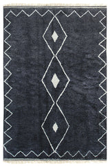 EORC Charcoal Hand Knotted Wool Moroccan Berber Moroccan Rug, 5'x8'
