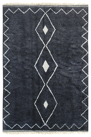 EORC Charcoal Hand Knotted Wool Moroccan Berber Moroccan Rug, 5'x8'