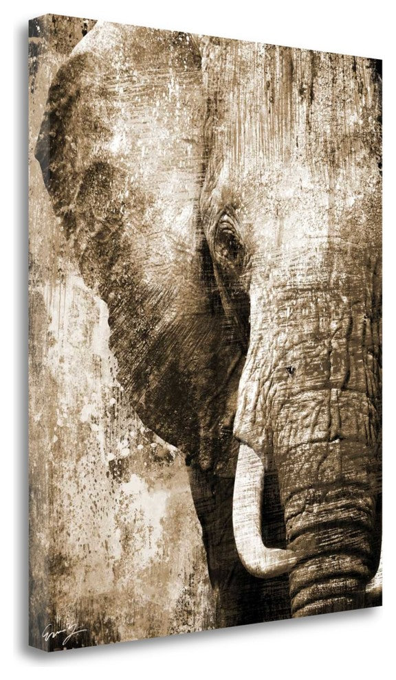 "African Animals I - Sepia" By Eric Yang, Giclee Print on Gallery Wrap Canvas