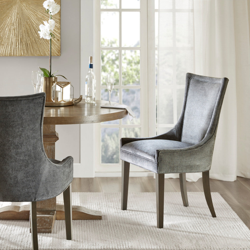 Madison Park Signature Ultra All-Over Welting, Dark Gray, Dining Chairs, Set of 2