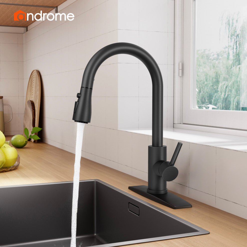 Kitchen Faucet With Pull Down Sprayer, Brushed Nickel