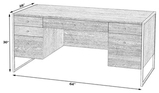 Drake 2 Drawer Iron and Wood Writing Desk
