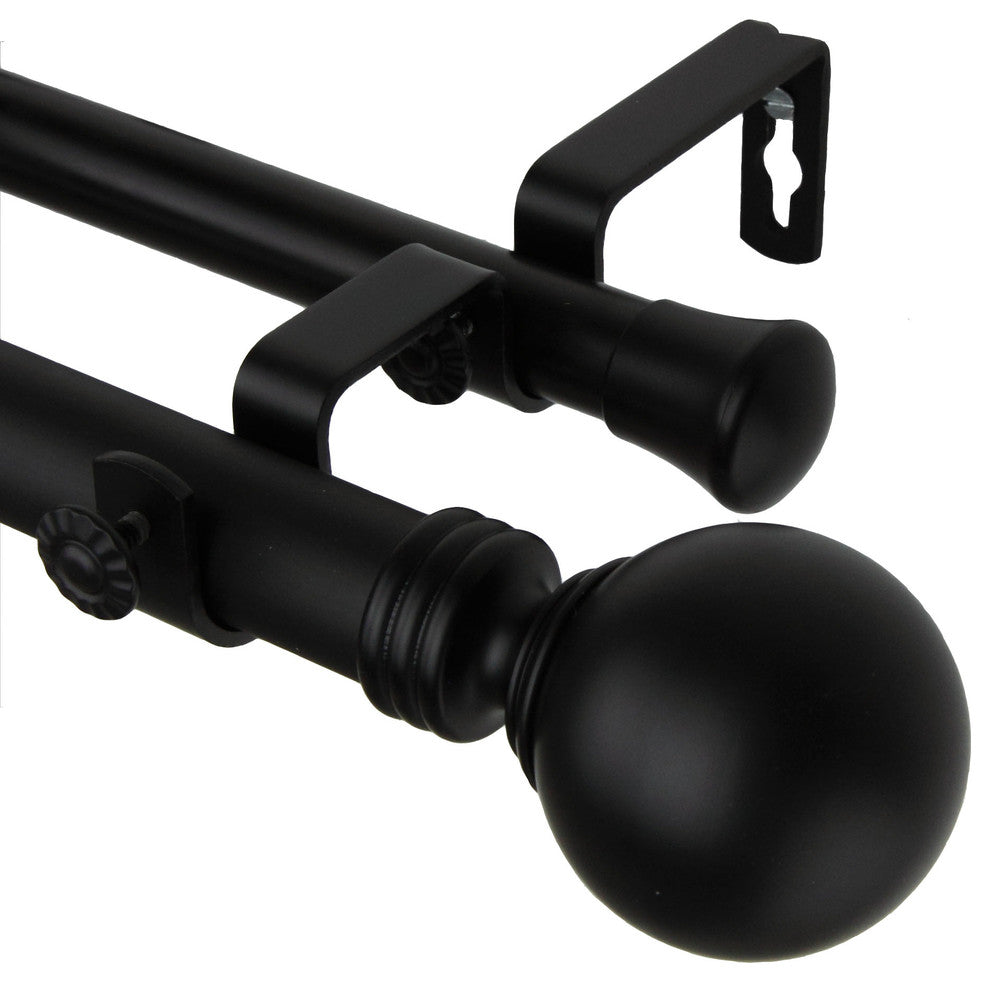 Globe Double Curtain Rod, Black, 160-240"