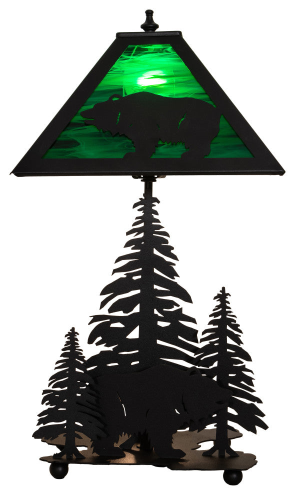 21"H Grizzly Bear Through The Trees Table Lamp