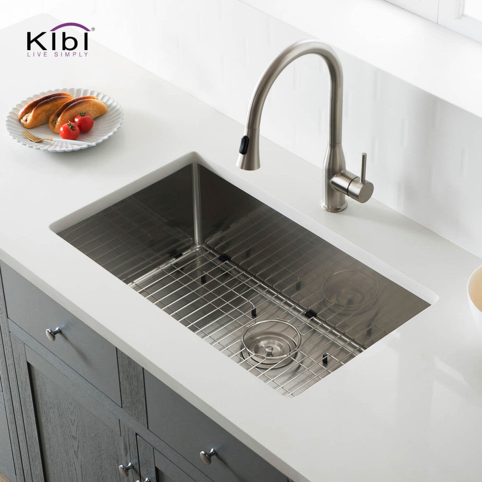 KIBI Handcrafted Undermount Single Bowl 16 Gauge Stainless Steel Kitchen Sink, 3