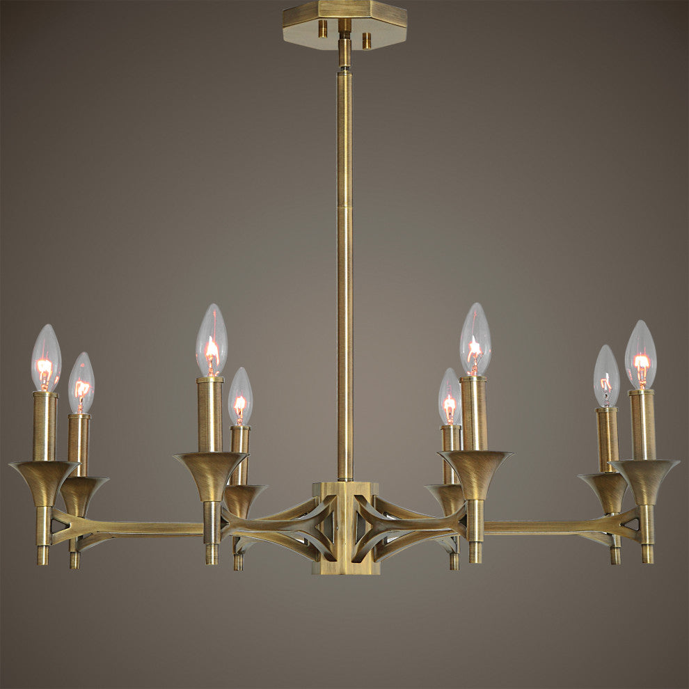 Uttermost Brant Aged Brass 8 Light Chandelier