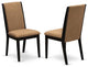 East West Furniture Lancy 39" Fabric Dining Chairs in Black/Brown (Set of 2)