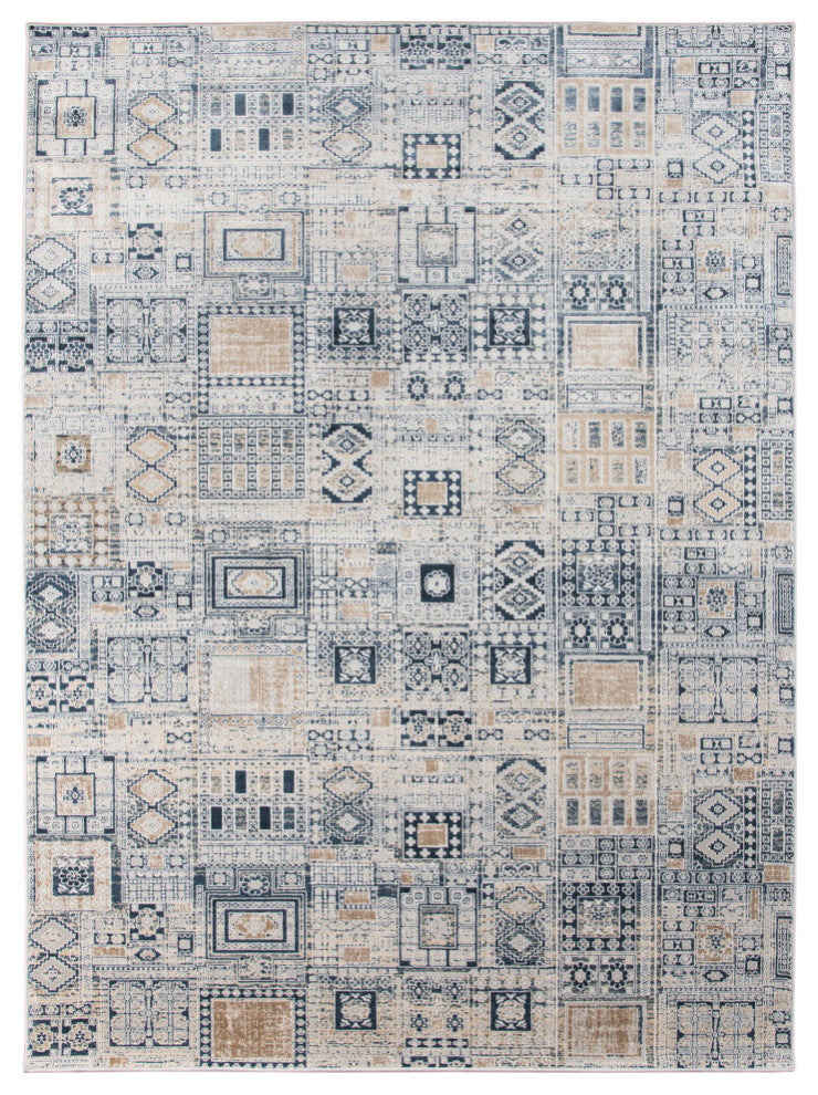 Haleena Inca Navy/Gold Polyester Blend Area Rug, 2'x3'