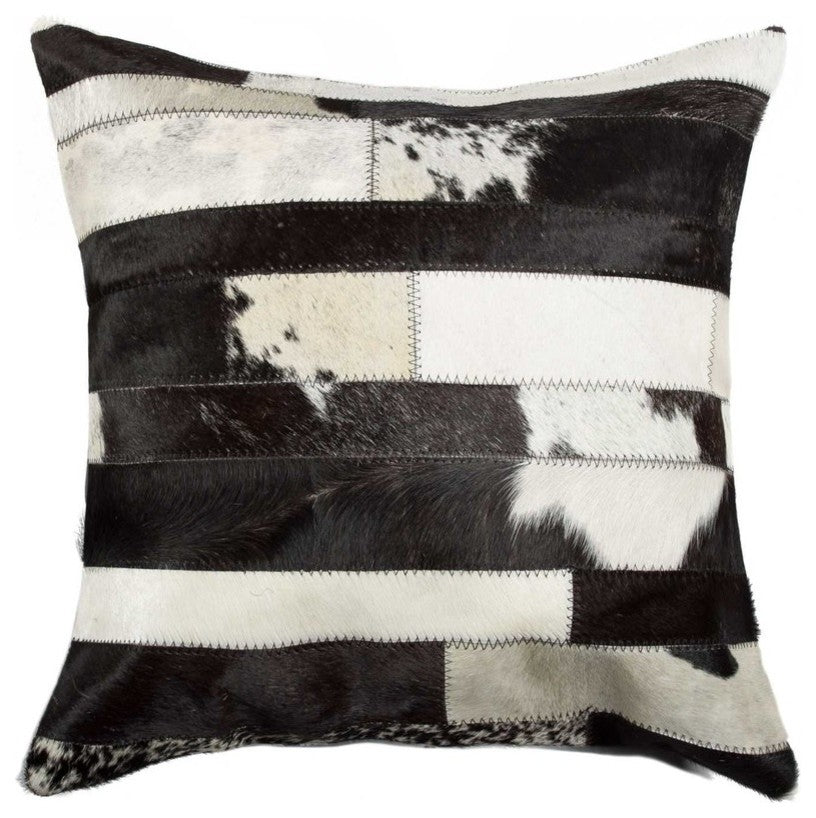 18" X 18" X 5" Madrid White Torino Kobe Cowhide  Pillow