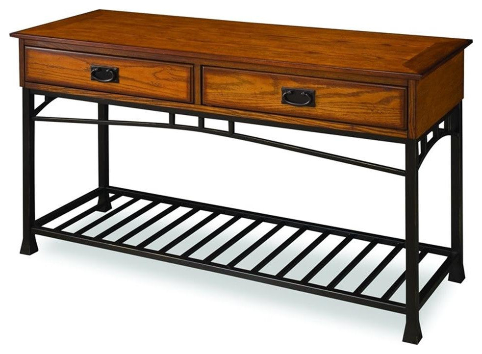 Homestyles Modern Craftsman Wood Console Table in Brown