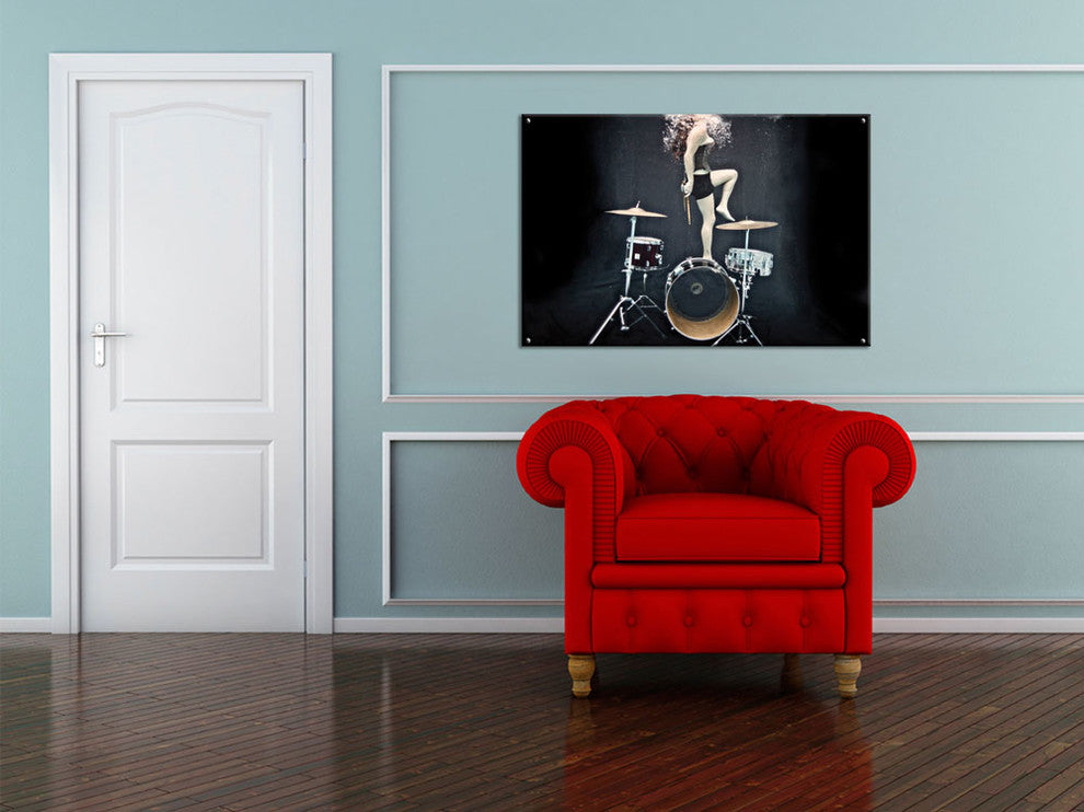 Underwater Drummer "Rise Up" Photograph, 20x30, Photographic Print