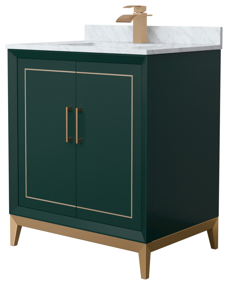 Marlena 30" Green Single Vanity, Top, Bronze Trim