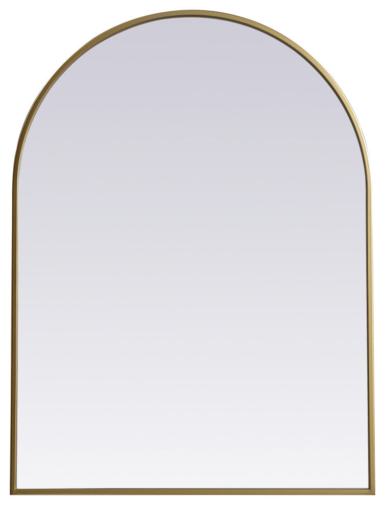 Metal Frame Arch Mirror 27X36 Inch, Brass