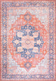 Maris Ornate Medallion Machine Washable Indoor Area Rug, Orange/Cream, 3 X 5