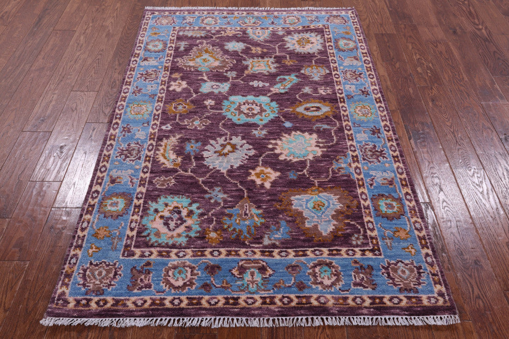 Handmade Turkish Oushak Wool Rug 4' 1" X 6' 3" - Q15338