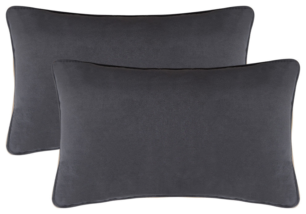 A1HC Soft Velvet Throw Pillow Covers Only, Set of 2, Dark Grey, 12"x20"