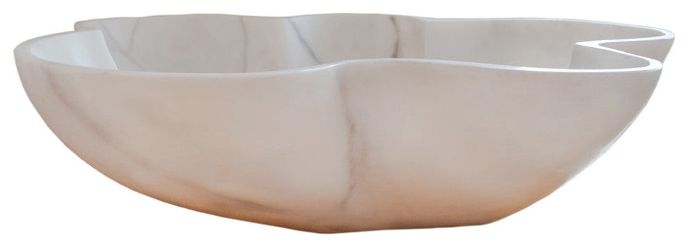 Carrara White Marble Above Counter Artistic Vessel Sink (W)24.5" (L)18" (H)6"