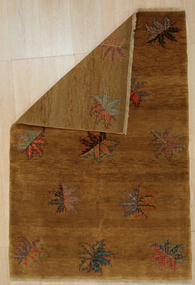 Handmade Wool Brown Transitional All Over Ningxia Rug, 3'10' X 5'9