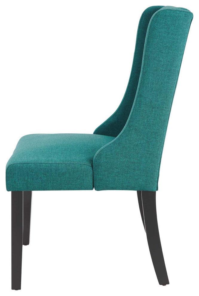 Side Dining Chair, Set of 2, Fabric, Teal Blue, Modern, Cafe Bistro Restaurant