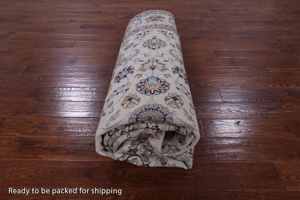 Persian Nain Wool and Silk Hand-Knotted Rug 7' 11" X 10' 4" Q9306