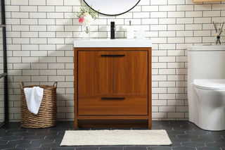 Walker 30" Single Bathroom Vanity, Teak