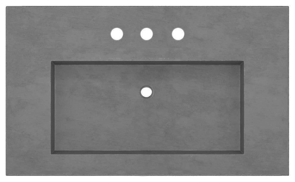 36" Capistrano Vanity Top with Integral Sink, Slate, 8" Widespread Faucet Holes