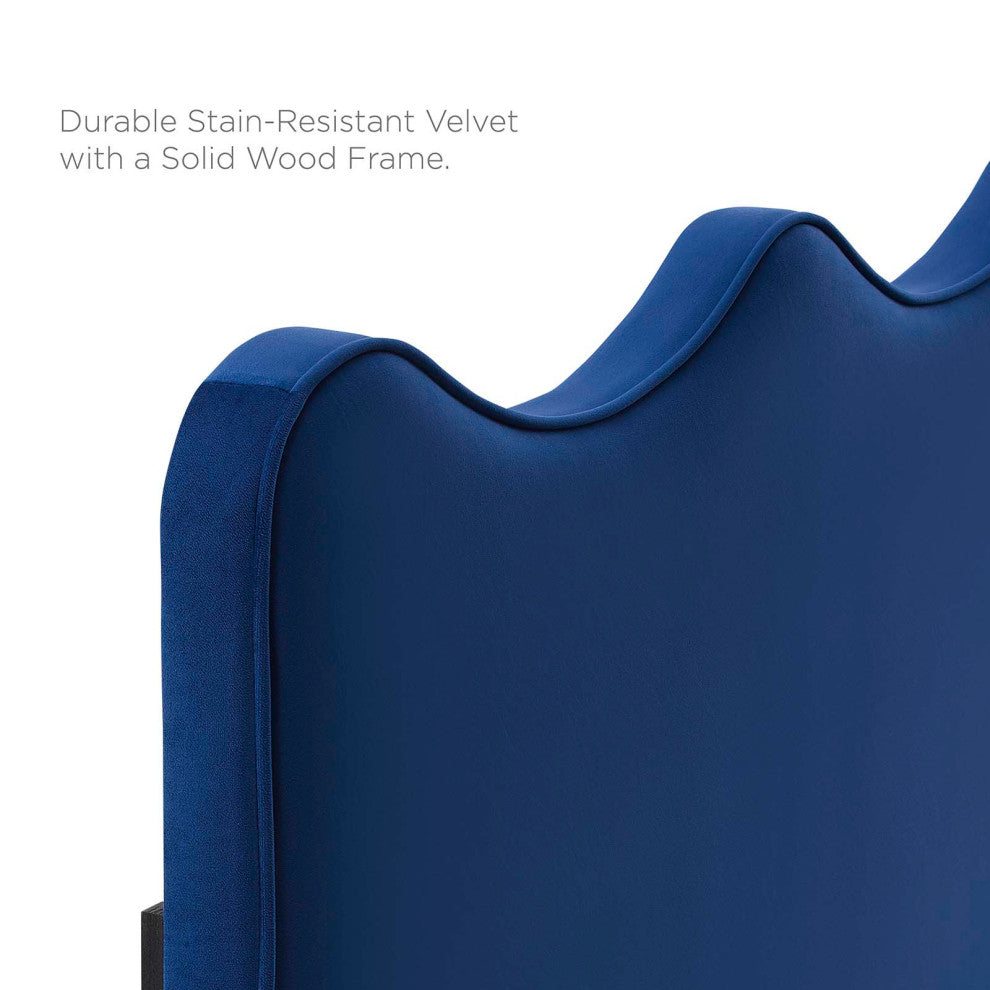 Current Performance Velvet King Platform Bed, Navy