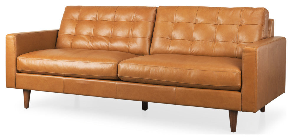 Olaf 88.2Lx37.8Wx35H Tan Leather Sofa