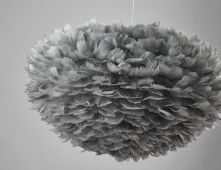 White Iron Ceiling Fixture With Grey Goose Feather