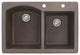 Aversa 33" silQ Granite Double Bowl Kitchen Sink with 2 Holes in Espresso