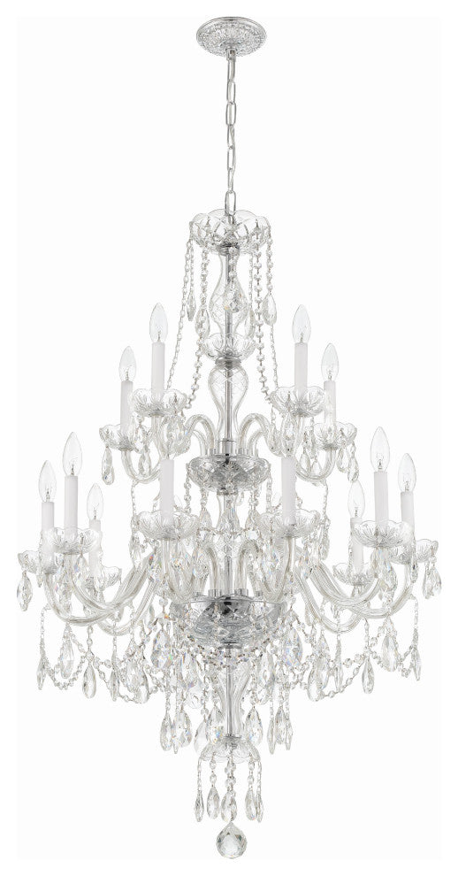 Traditional Crystal 15-Light Polished Chrome Chandelier