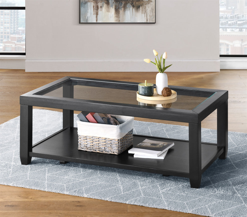 Cordero Glass Top Coffee Table, Black