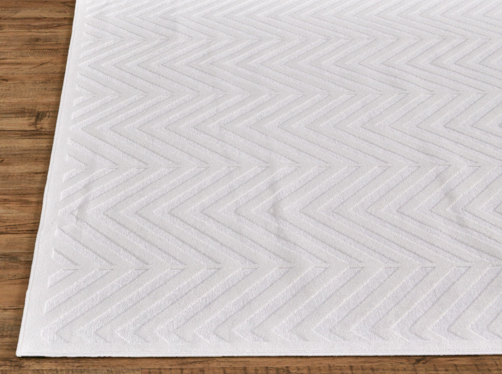 Weave & Wander Soho Lyra Minimal Chenille Rug, White, 5'3"x7'6"