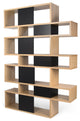 Modern Large Modular Display 2 Tone Shelves, Oak Frame/Black Backs