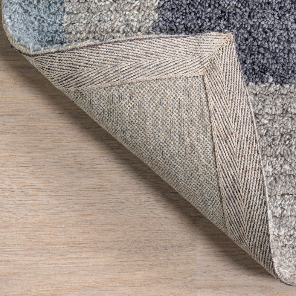 Eugene Colorblocked Wool Area Rug, Grey 8'x10'