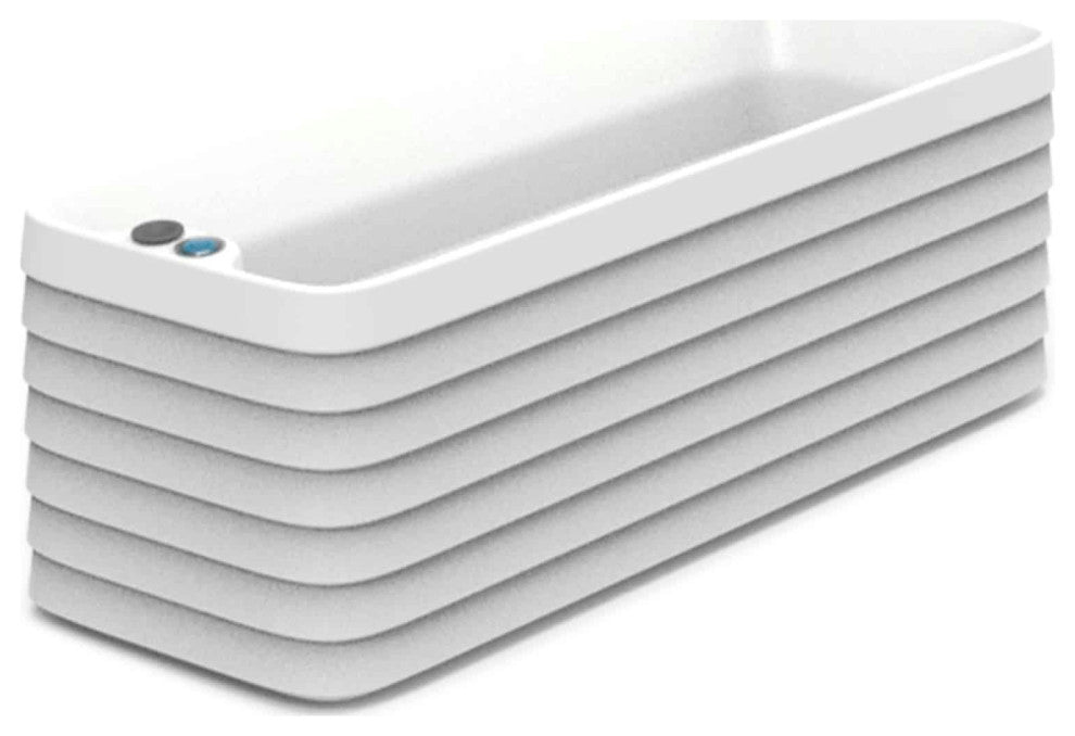 TruDrop Slat Self Watering Windowbox, Cloud White, Medium 35"x13"x12"h