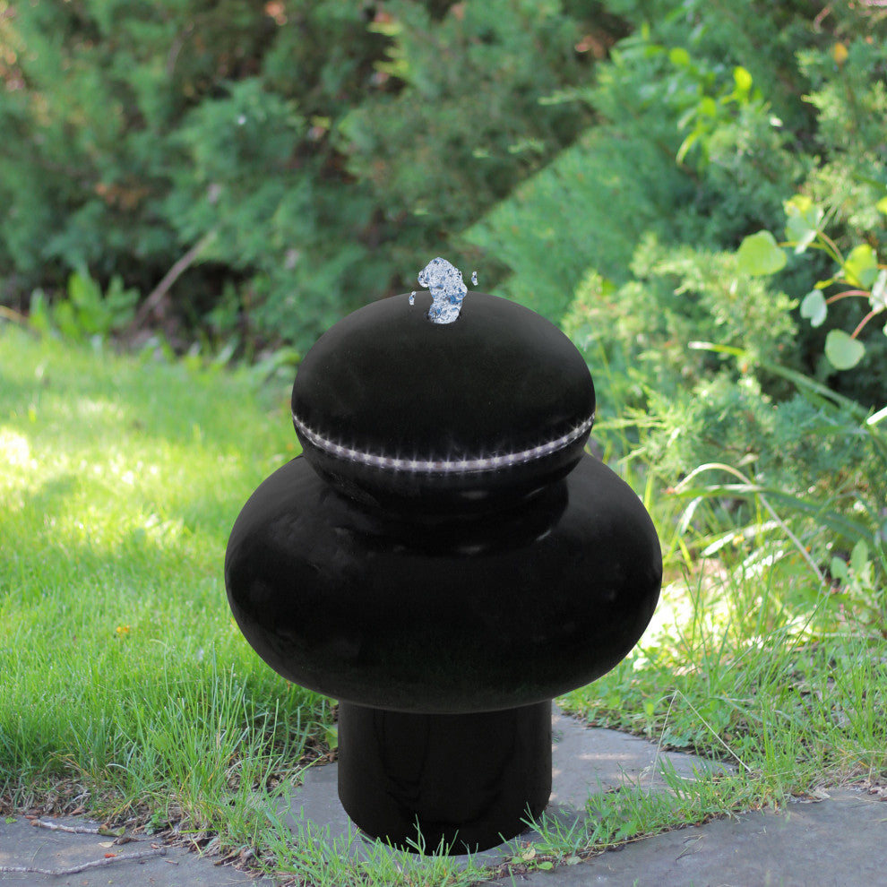 Lighted LED Green Mushroom Outdoor Garden Water Fountain, 26"
