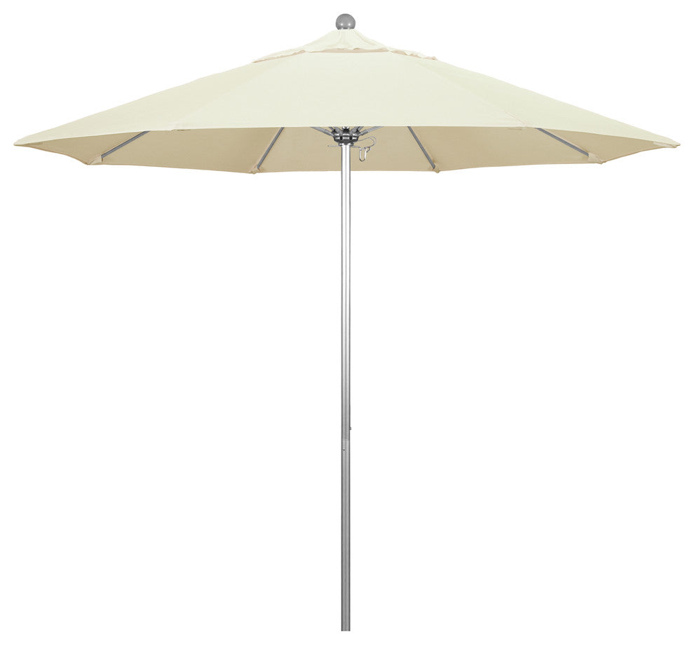 9' Fiberglass Umbrella Pulley Open Silver Anodized, Sunbrella, Canvas