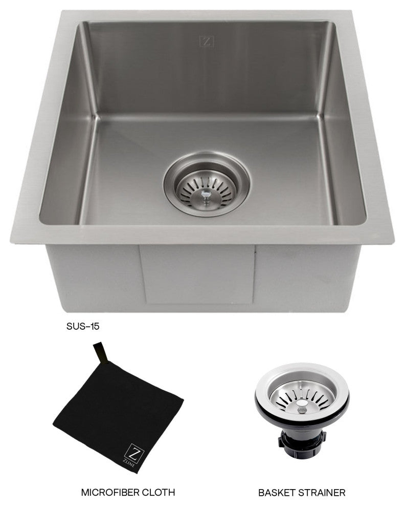 ZLINE Undermount Single Bowl Bar Sink in Stainless Steel (SUS-15)