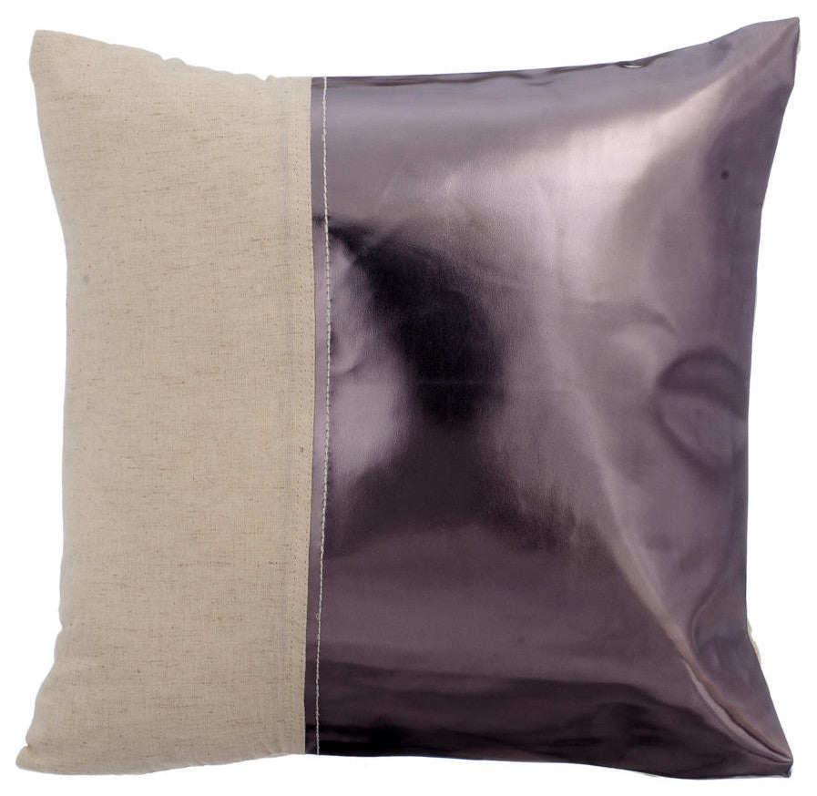 Charcoal Grey Throw Pillows Leather 20"x20" Toss, Better Half Charcoal Silver