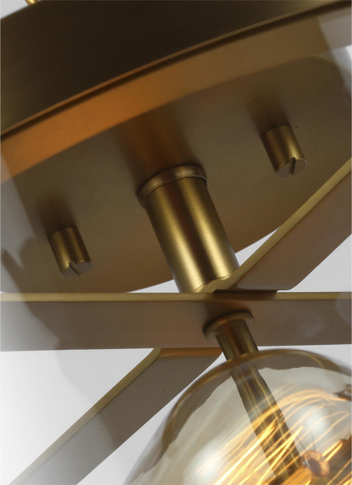 Harrow Medium Semi-Flush Mount, Burnished Brass
