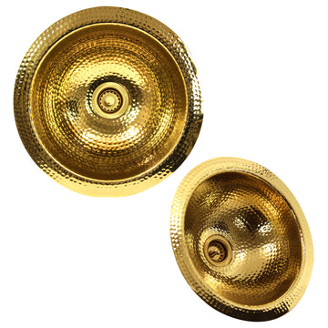Nantucket Sinks 13" Hand Hammered Brass Round Undermount Bar Room Sink