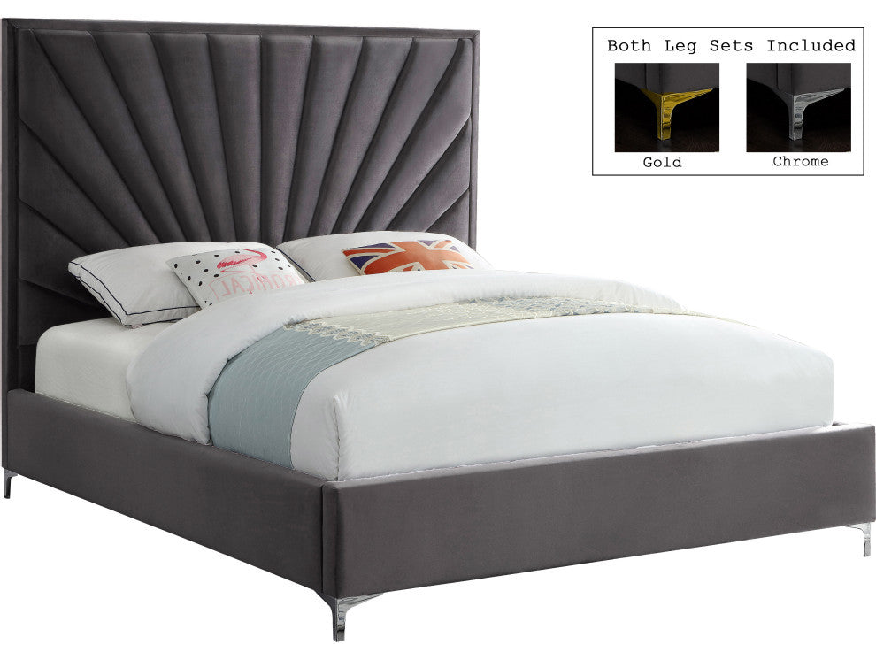 Eclipse Velvet Bed, Gray, King