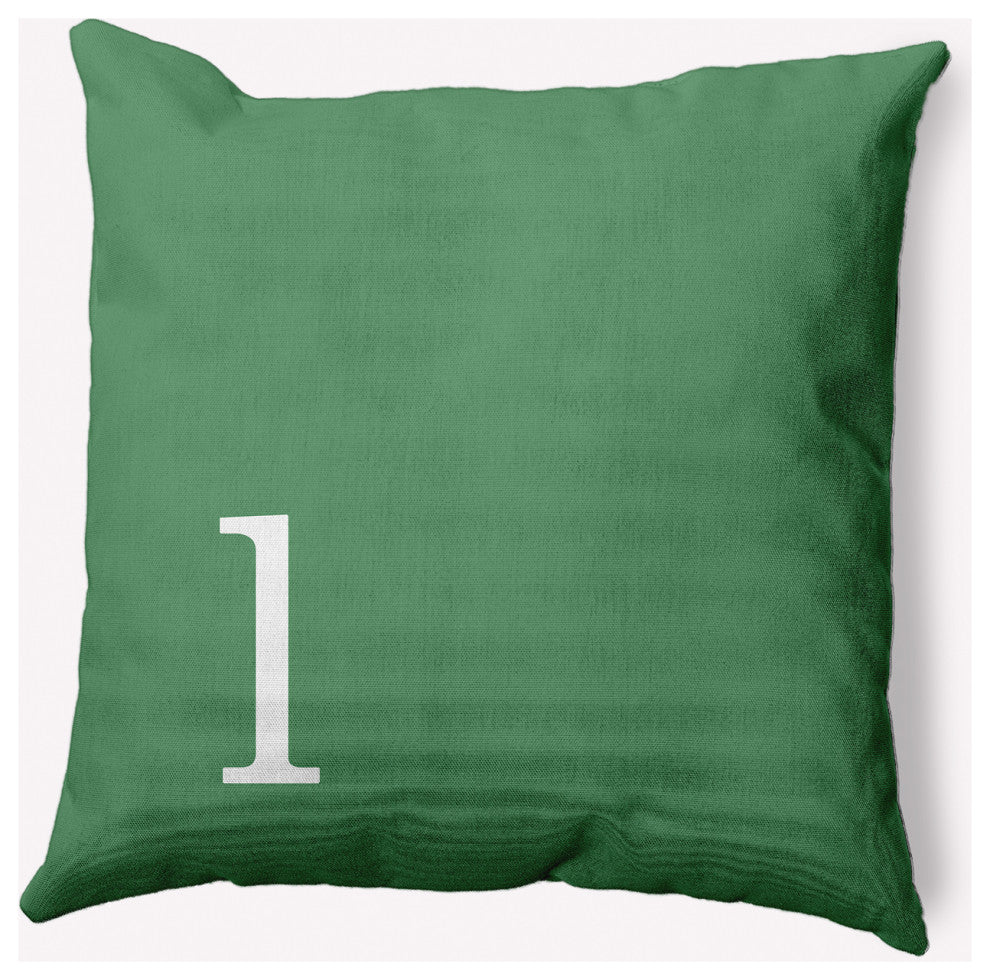 18" x 18" Modern Monogram Indoor/Outdoor Polyester Throw Pillow, Sage