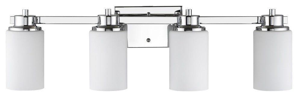 Scarlett 4-Light Chrome Finish Bath Vanity-Light Etched White Glass 29"