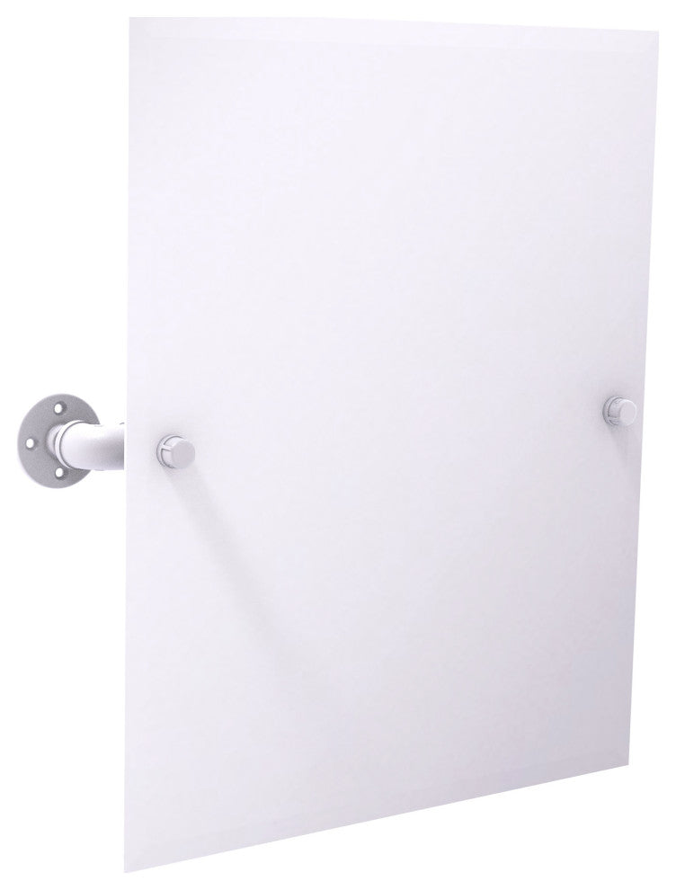 Pipeline Frameless Rectangular Wall Mounted Tilt Mirror, Matte White