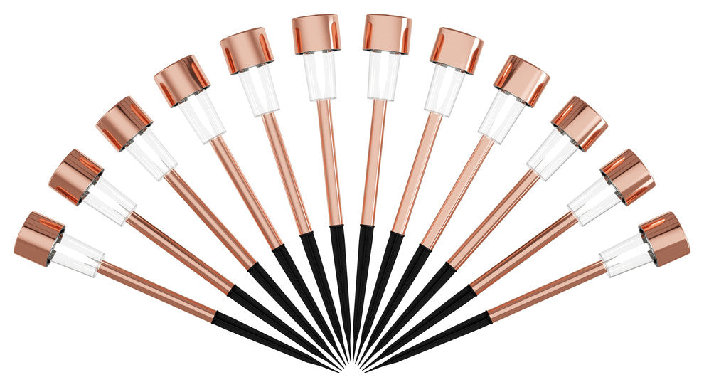 Solar Path Lights- 12.2" Stake Lighting Set of 12 by Pure Garden, Bronze
