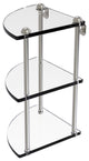 Three Tier Corner Glass Shelf, Satin Nickel