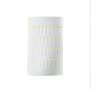 Ambiance Small Cactus Cylinder Outdoor Wall Sconce, Open, Gloss White, E26