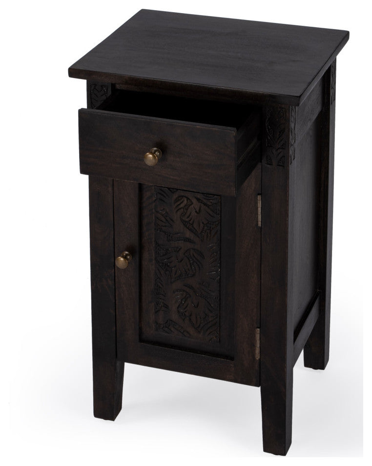 Switra 1-Door 1-Drawer End Table, Dark Brown